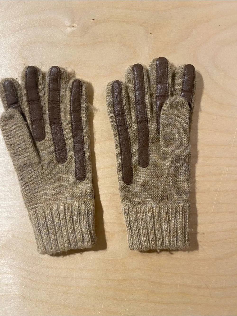 ARIS  Brown Leather & Knit Gloves One Size (SW)